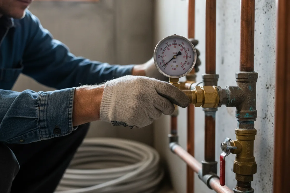 Pressure testing a repaired line during Water Line Repair in Lake Hopatcong